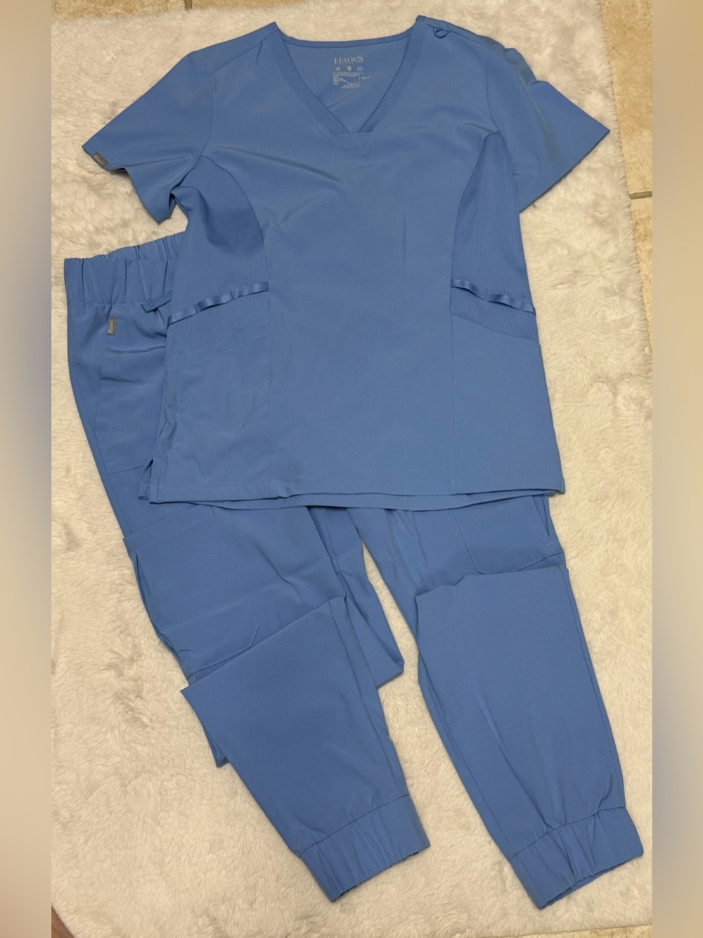 Hanes Blue V-Neck Scrub Set